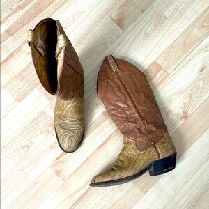 Vintage Bullhide Leather Sanders Round Toe Cowboy Boots
